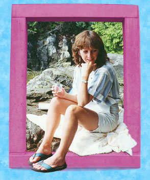 Susan drinking champagne on a birthday picnic at Lighthouse Park